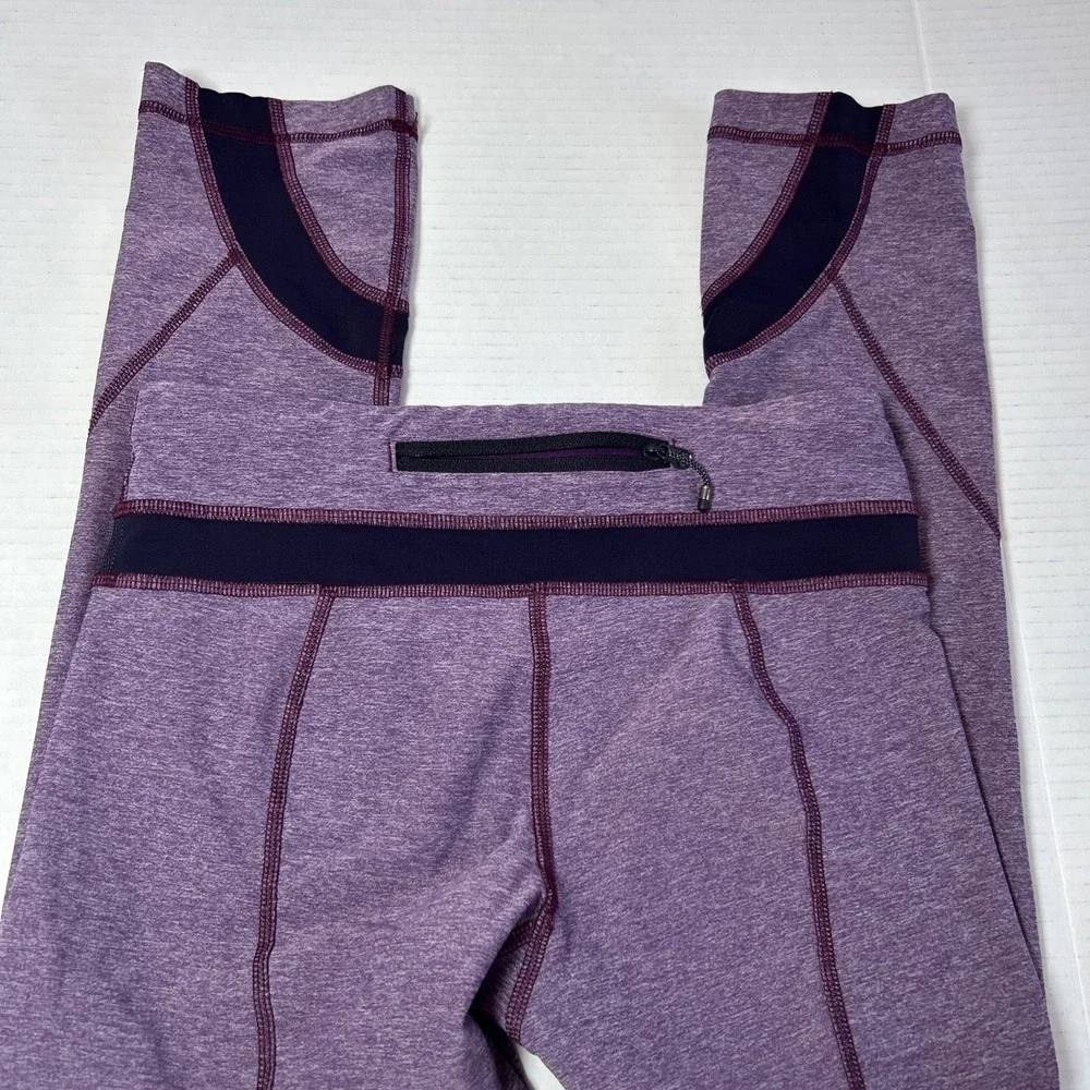 Lululemon Cropped Purple Leggings Back Pocket Size 6 Preowned - Picture 6 of 8